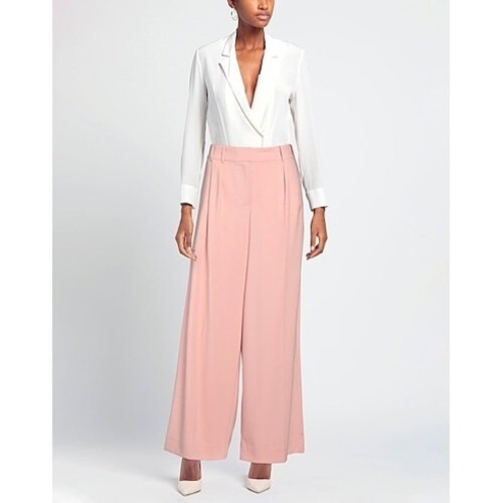 Remain Birger Christensen Pink Wide Leg Pleated Trousers High Rise Pants